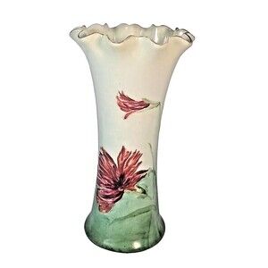 Antique PH Leonard VIENNA AUSTRIA Porcelain 8.25 Hand-Painted Ruffled Flute Vase